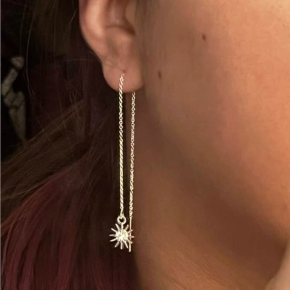 🔥5/$20🔥 Rhinestone Sun & Moon Decor Mismatched Threader Earrings - Picture 2 of 4